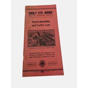 Vintage Sault Ste Marie Tourist Information & Traffic Laws Booklet 1938 Michigan